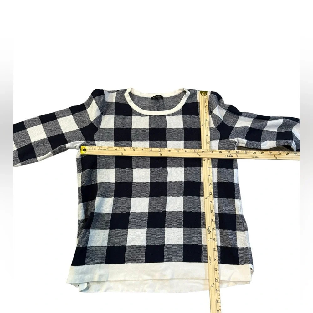 EUC Old Money Talbots Checked Sweater 3/4 sleeve with bows Med Preppy MUST - Picture 6 of 8
